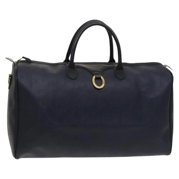 Christian Dior Trotter Canvas Boston Bag PVC Navy Gold Auth 127118 - Picture 2 of 16